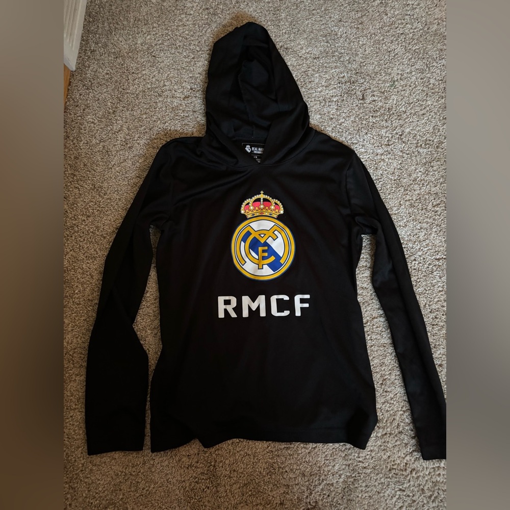Kids Large Real Madrid Hooded Long Sleeve